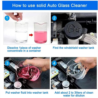 Car Windshield Glass Concentrated Washer Tablets Car Effervescent Washer Fluid Wiper Glass Solid Cleaning Tablets for Car Window