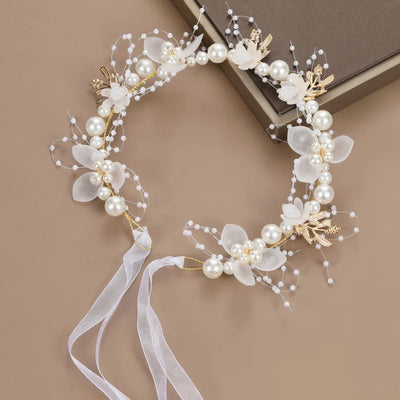 ZAKOL Sweet Romantic Bridal Pearl Flower Hair Headdress Garland Headband Wedding Jewelry Gift