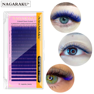 NAGARAKU Color Eyelashes Maquiagem Makeup Mix 7~15mm Dark Brown Light Brown Blue Purple Colors Faux Cils False Eyelashes Cilios