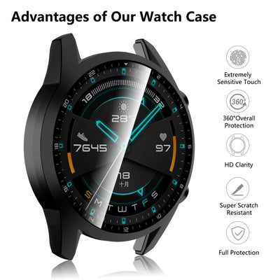 Tempered Glass Case For Huawei Watch GT2 46mm Cover Full Coverage Bumper Screen Protector For Huawei Watch GT 2 46mm Shell