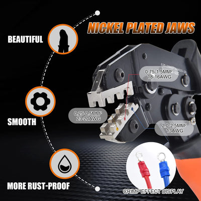 Assorted Spade Terminals Insulated Cable Connector Electrical Wire Crimp Butt Ring Fork Set Ring Lugs Rolled Crimping tool Kit