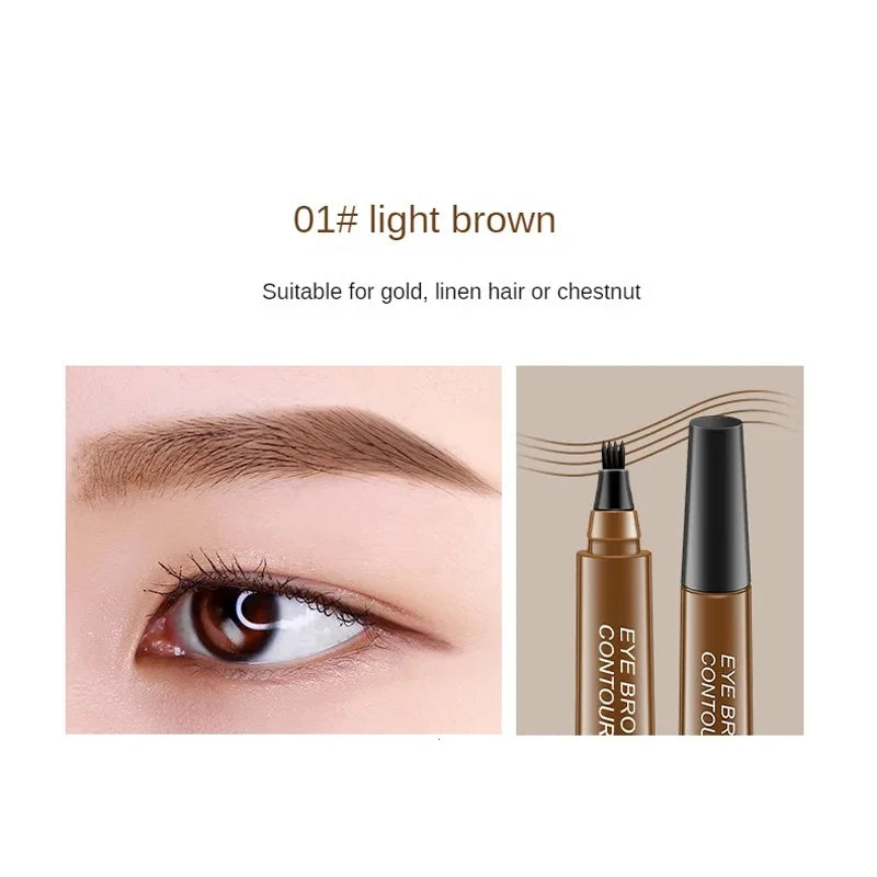 Waterproof Eyebrow Pen Microblading Lasting Colorfast Liquid Eyebrow Pencil With 4 Split Head Natural Looking Brows Women Makeup