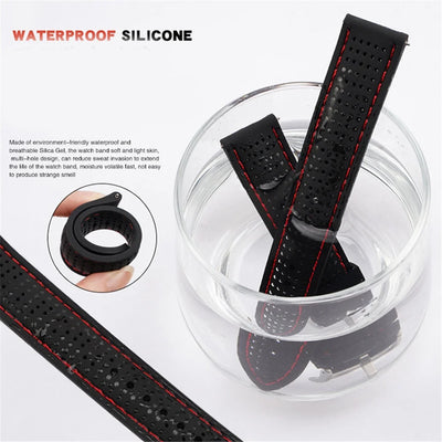 Soft Silicone Rubber Watch Strap 20mm 22mm 24mm Men Women Sport Waterproof Breathable Wrist Band Quick Release Bracelet