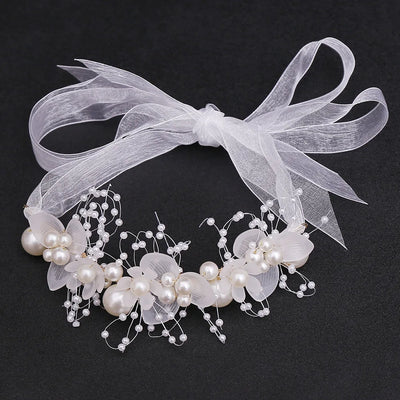 ZAKOL Sweet Romantic Bridal Pearl Flower Hair Headdress Garland Headband Wedding Jewelry Gift