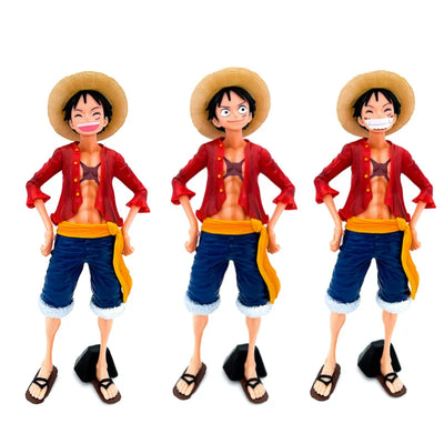 Hot 28cm  One Piece Anime Figure Confident Smiley Luffy Three Form Face Changing Doll Action Figurine Model Toys  Kits