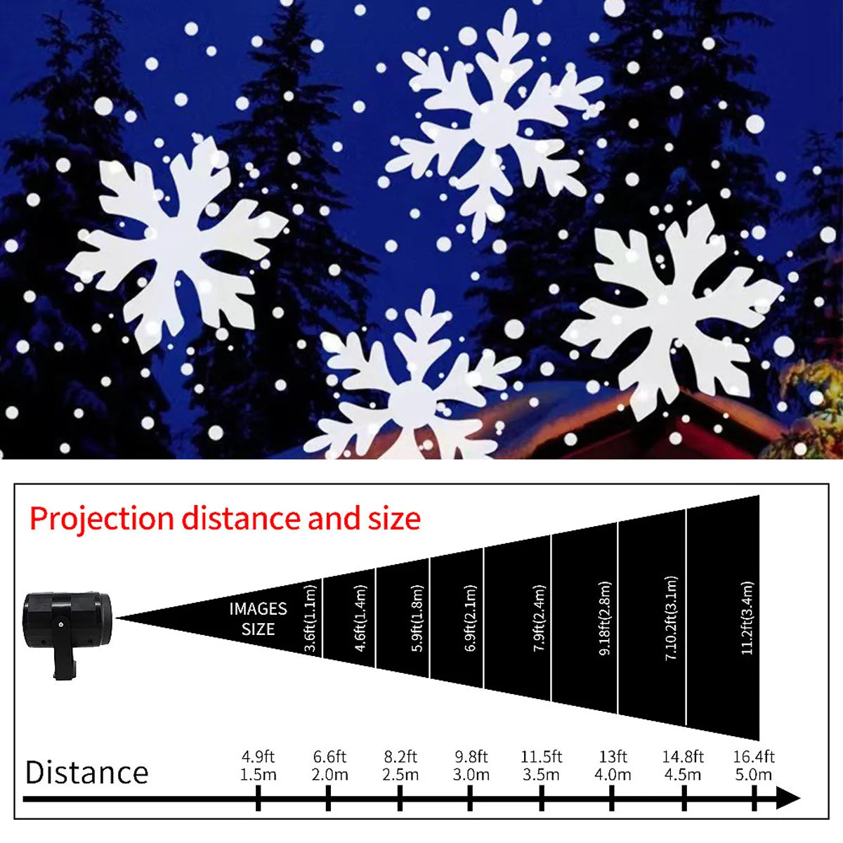 LED USB Snowflake Projector Holiday Lights Christmas Projection Outdoor Lamp Snow Spotlight for New Year Party