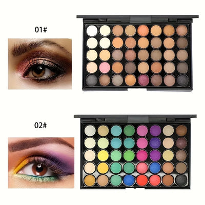 40 Colors Glitter Eyeshadow Palette with Free 5 Brushes Matte Waterproof Long Lasting Pressed Powder Cosmetics MakeUp Kit