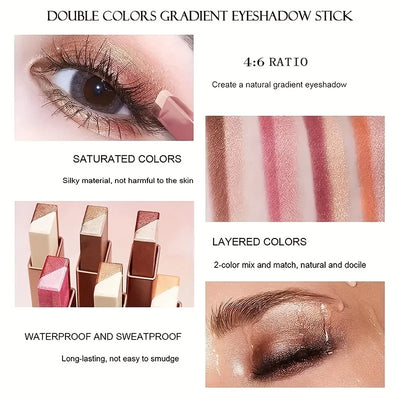 Two Color Gradient Eye Shadow Stick Three Dimensional Natural  Without Taking Off Makeup