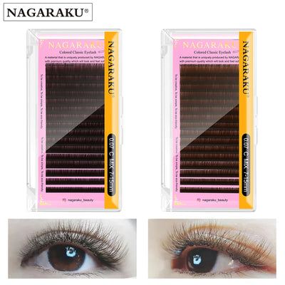 NAGARAKU Color Eyelashes Maquiagem Makeup Mix 7~15mm Dark Brown Light Brown Blue Purple Colors Faux Cils False Eyelashes Cilios