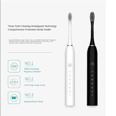 Sonic Electric Toothbrush Adult Smart Timing Tooth Brush Teeth Clean Whitening Fast USB Rechargeable Toothbrush Replacement Head