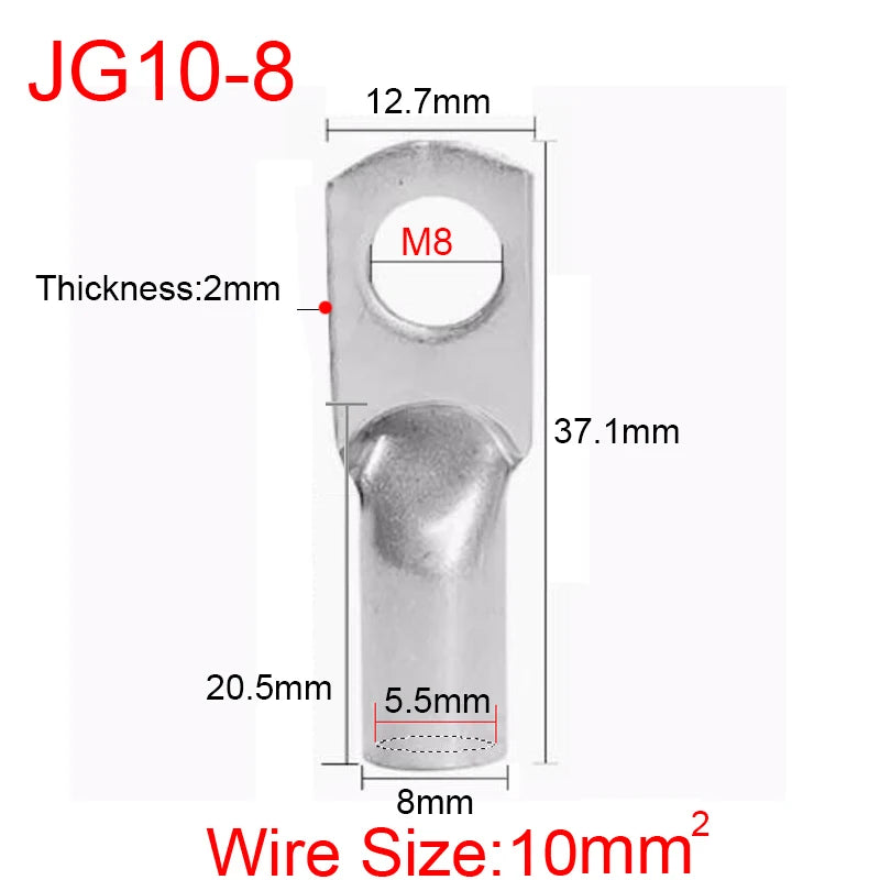 JG6/10/16/25/35/50/70/95/120-300 Marine Copper Screw Hole Electric Wire Cable Ring Tubular Cord End Lug Connector Crimp Terminal