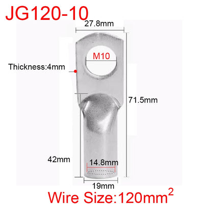 JG6/10/16/25/35/50/70/95/120-300 Marine Copper Screw Hole Electric Wire Cable Ring Tubular Cord End Lug Connector Crimp Terminal