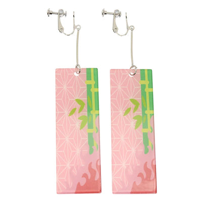 Fashion Acrylic Tanjiro Earrings Demon Slayer Earrings Anime Cosplay Props Hanafuda Drop Long Earrings for Women Girls Jewelry