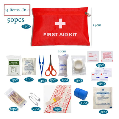 14 Items/Set Person Portable Outdoor Waterproof First Aid Kit For Family Or Travel Emergency Medical Treatment