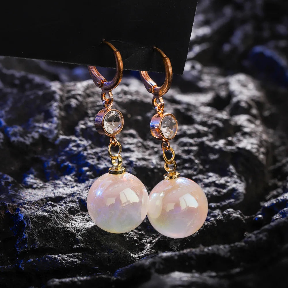 2022 New Trend Simulation Pearl Long Earrings Women's Flower Rhinestone Wedding Pendant Earrings Fashion Korean Jewelry Earrings